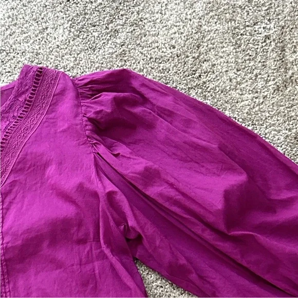 FARM RIO Anthropologie size S KELSIE Eyelet Blouse Top Magenta Purple - Picture 6 of 8
